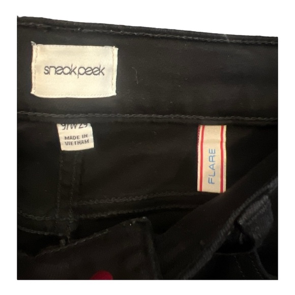 Sneak Peek Raw Hem Black Flare Jeans Size 9 V1 - Picture 3 of 6